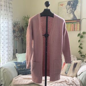 Kori Pink Knit Open-Front Cardigan